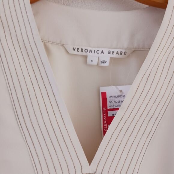 Veronica Bears Osler Pleated-Shoulder V-Neck Top size 0 - Picture 4 of 7